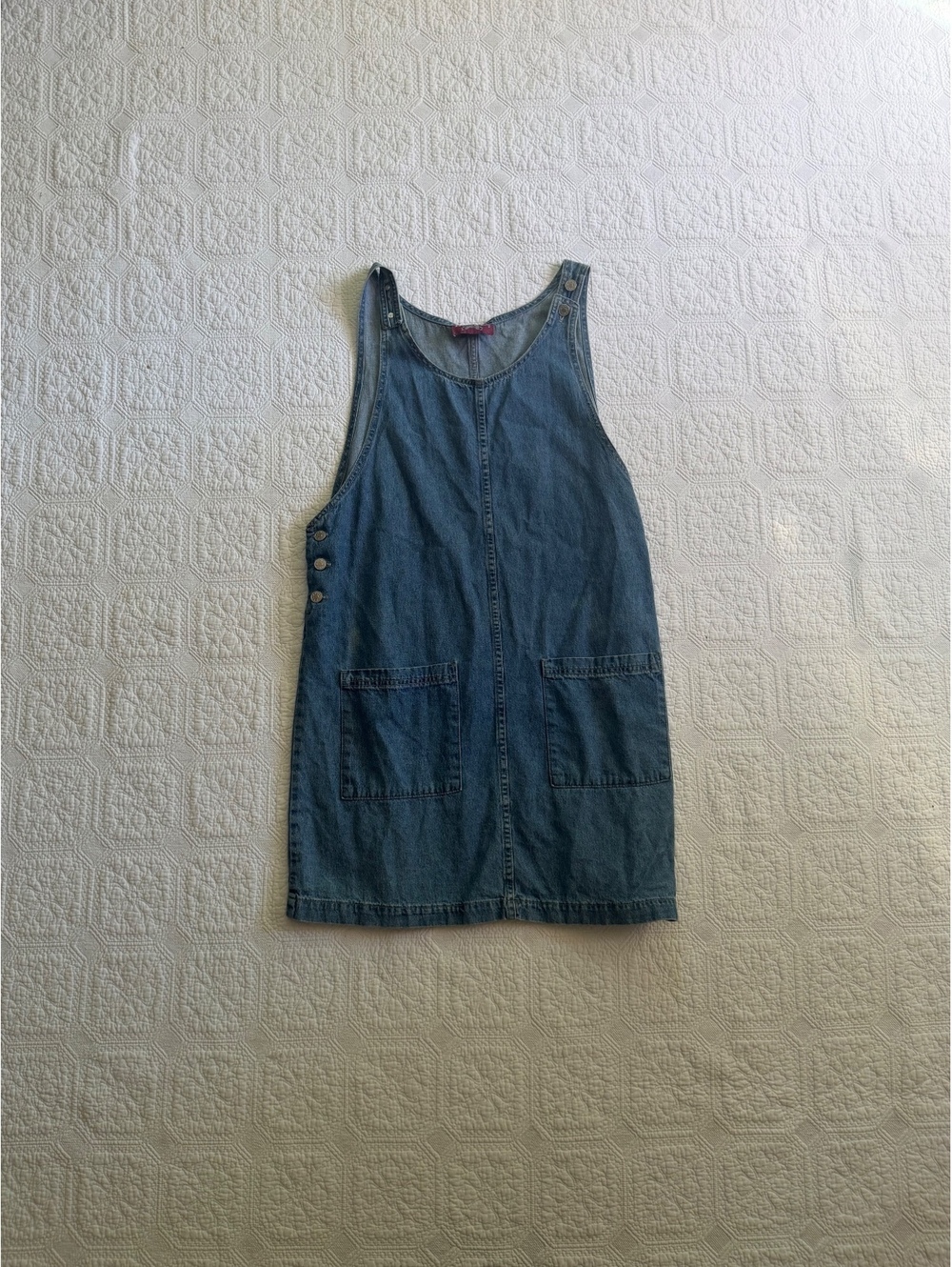 Denim & Co. Sleeveless Blue Denim Dress with Side Buttons, P